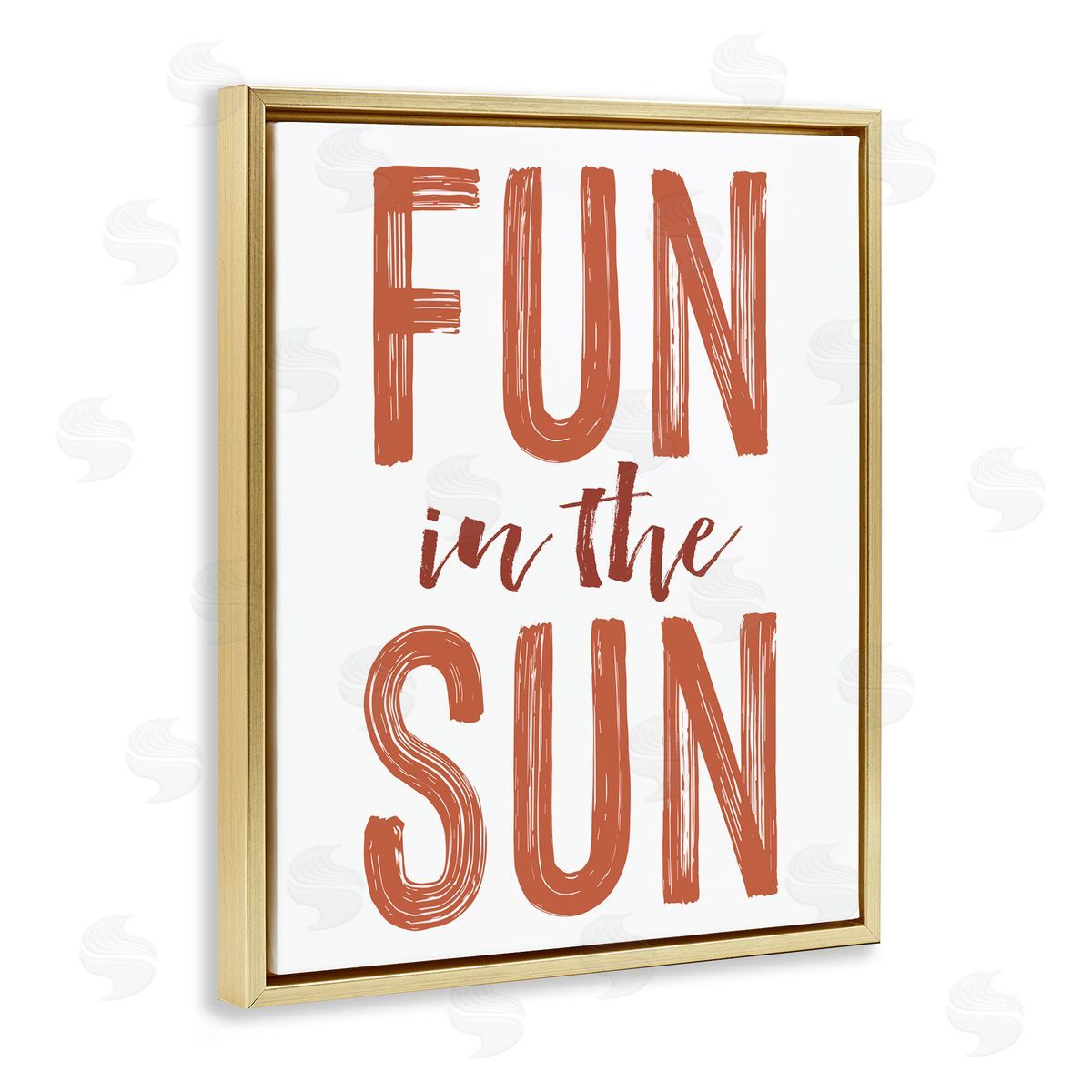 Lettered and Lined Summer Sentiment Fun In Sun Gold Floating Frame Canvas Wall Art Print