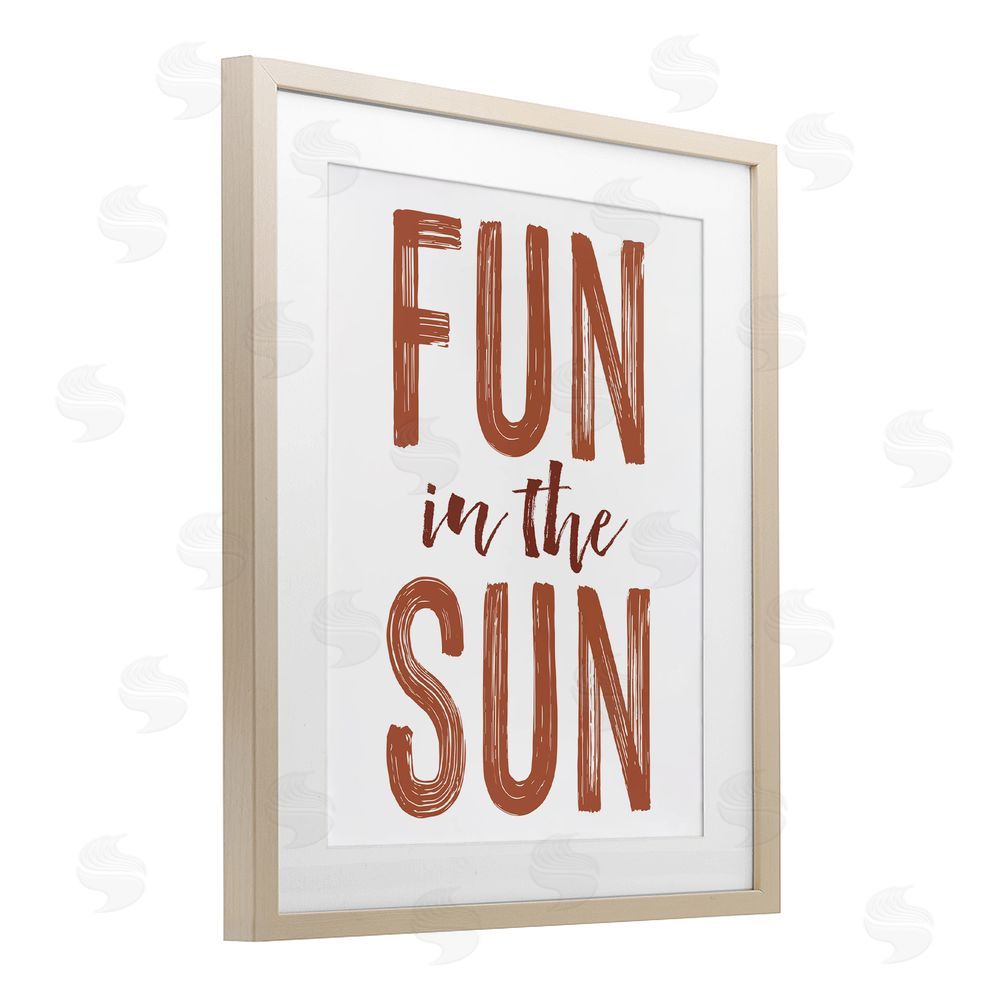 Lettered and Lined Summer Sentiment Fun In Sun Brown Framed Print Under Glass Wall Art