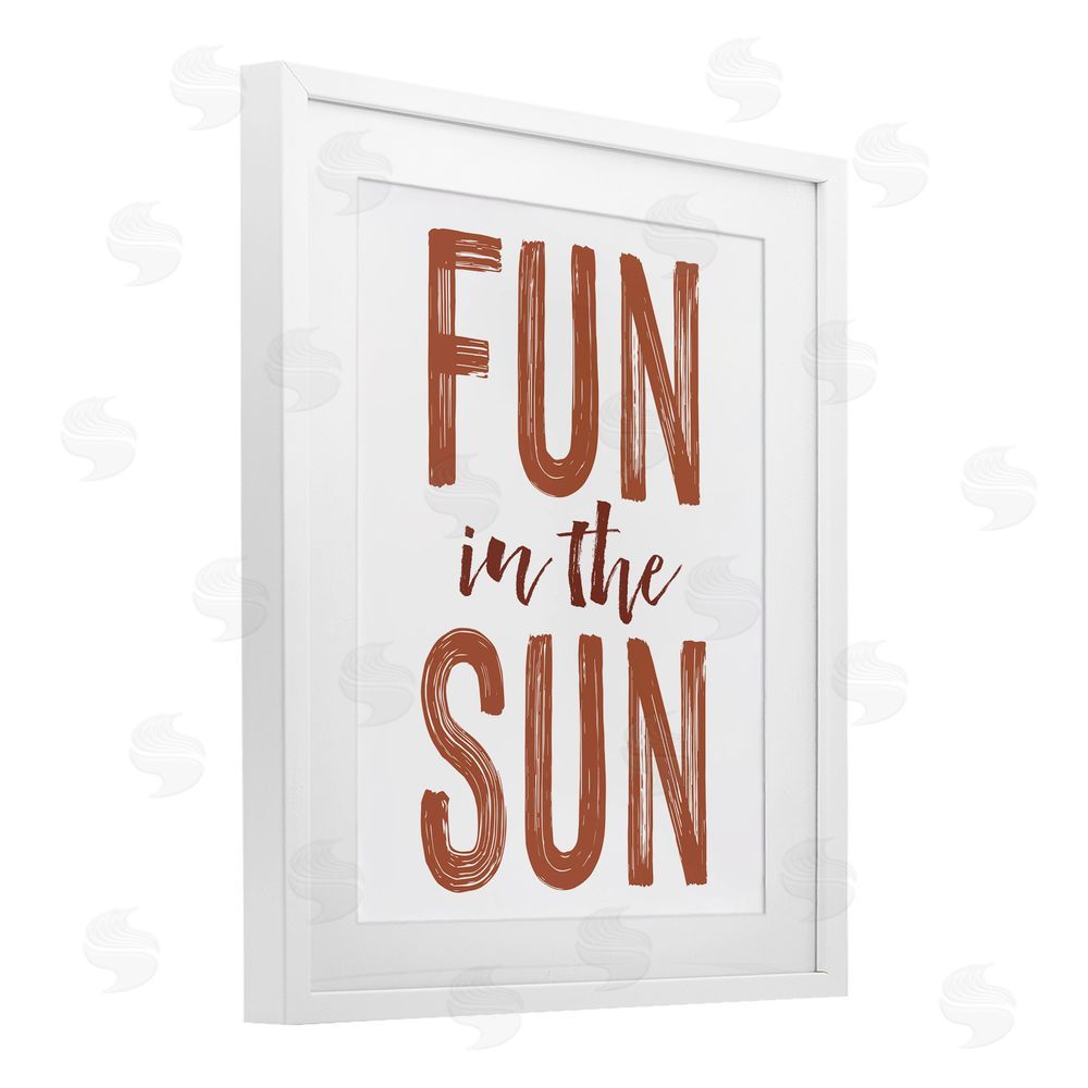 Lettered and Lined Summer Sentiment Fun In Sun White Framed Print Under Glass Wall Art