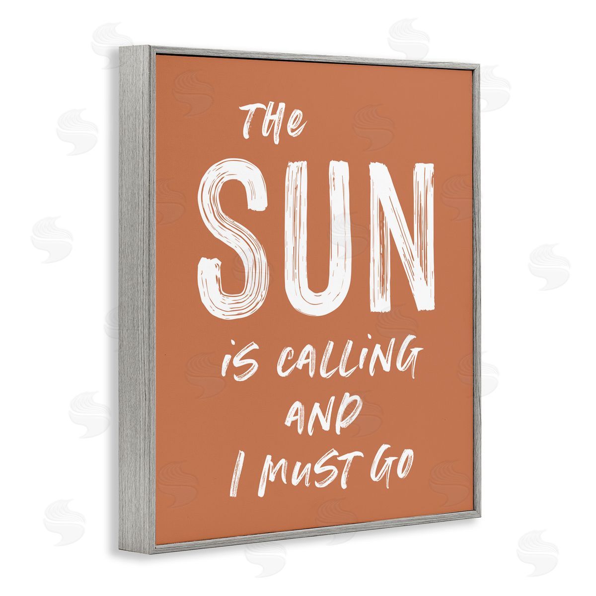 Lettered and Lined Sun Is Calling Must Go Gray Framed Giclee Print Wall Art