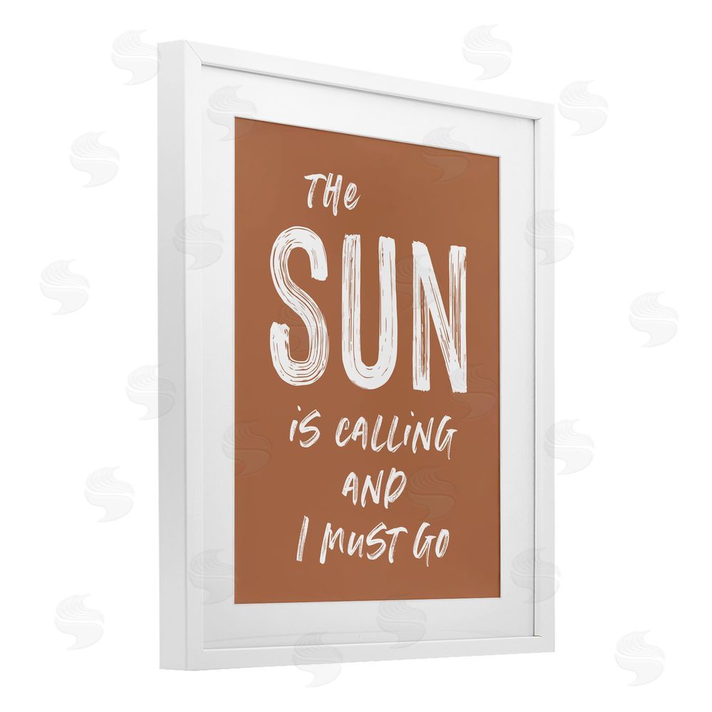 Lettered and Lined Sun Is Calling Must Go White Framed Print Under Glass Wall Art