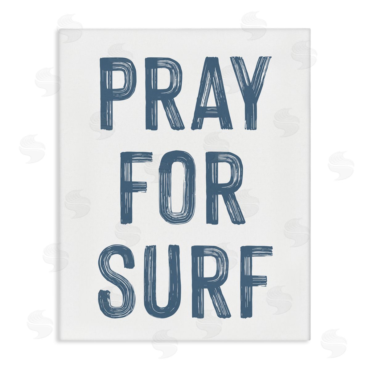 Lettered and Lined Summer Sentiment Pray For Surf Stretched Canvas Wall Art Print
