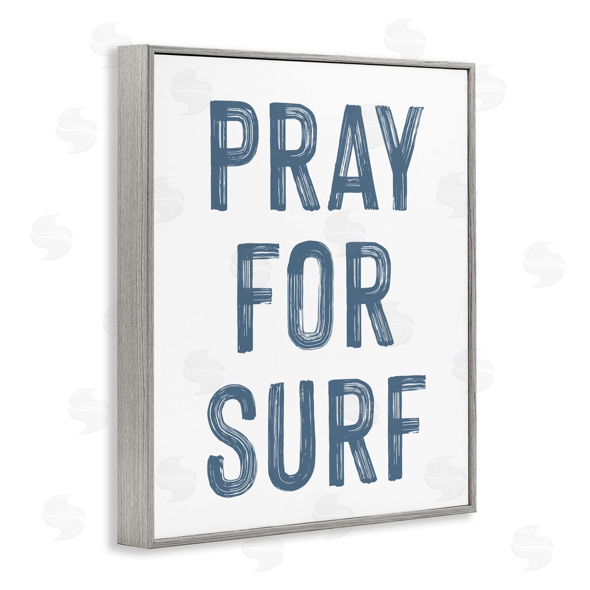 Lettered and Lined Summer Sentiment Pray For Surf Gray Framed Giclee Print Wall Art