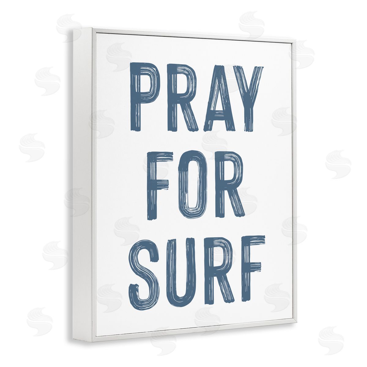 Lettered and Lined Summer Sentiment Pray For Surf White Framed Giclee Print Wall Art