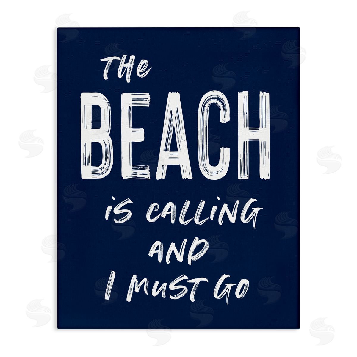 Lettered and Lined Beach Is Calling Summer Sentiment Stretched Canvas Wall Art Print