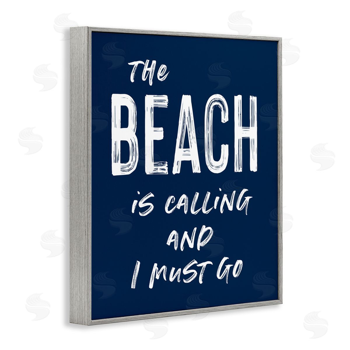 Lettered and Lined Beach Is Calling Summer Sentiment Gray Framed Giclee Print Wall Art