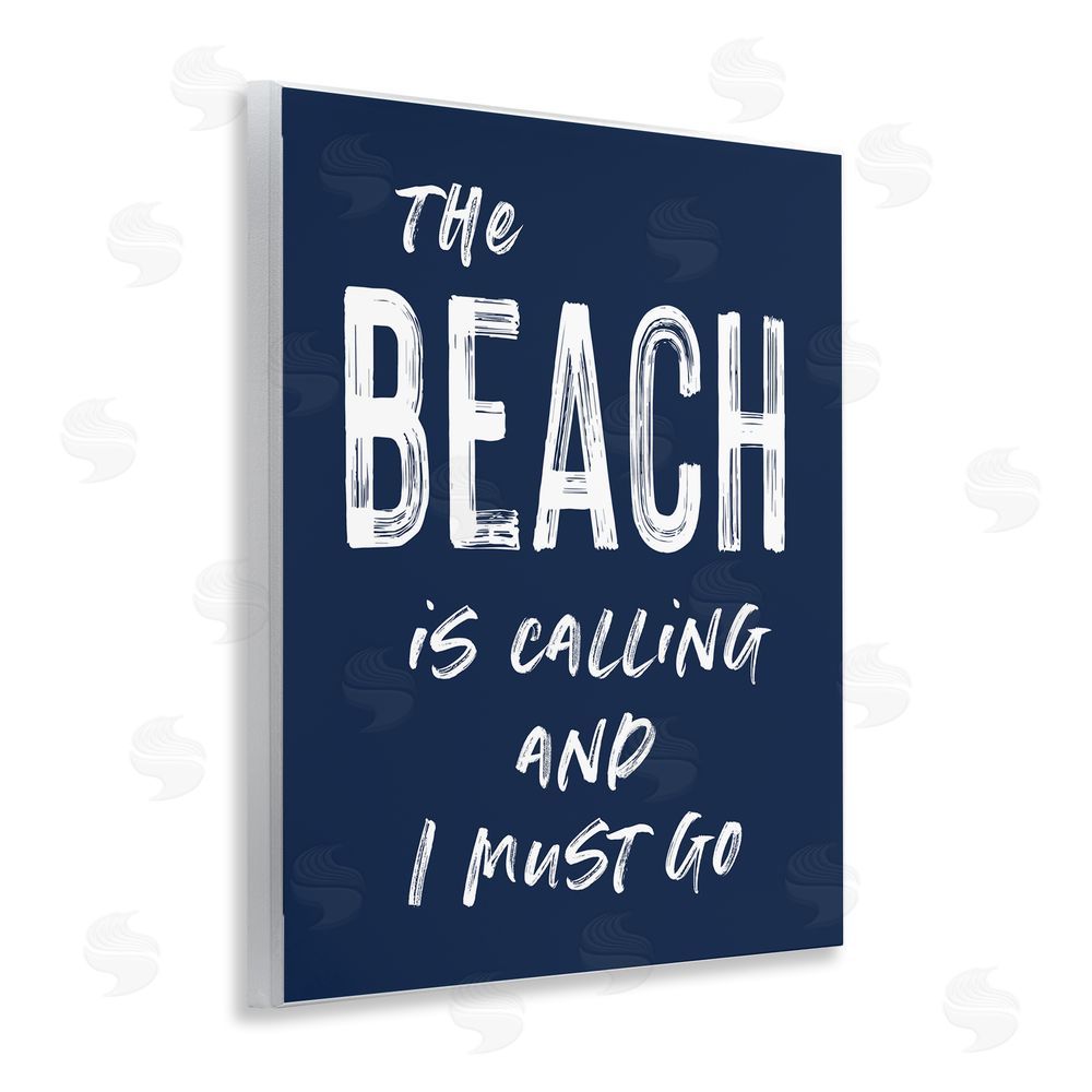Lettered and Lined Beach Is Calling Summer Sentiment Wooden Wall Plaque Art Print