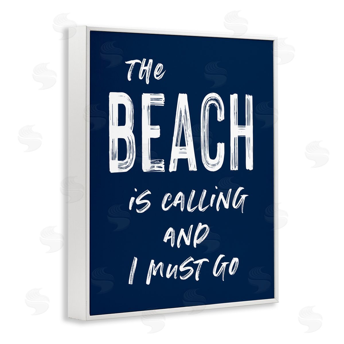 Lettered and Lined Beach Is Calling Summer Sentiment White Framed Giclee Print Wall Art