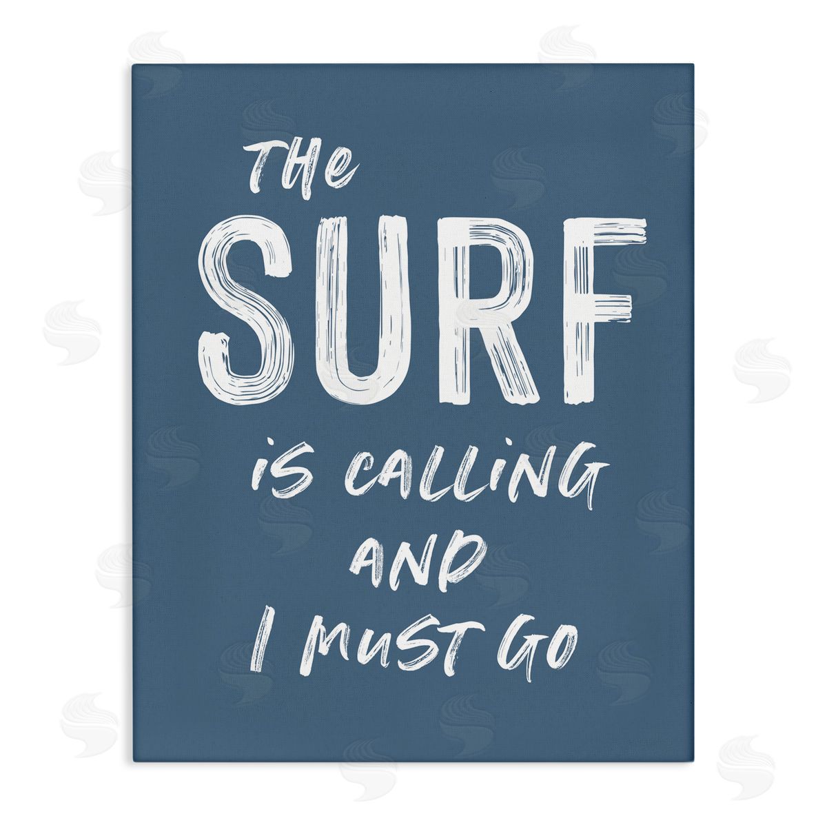 Lettered and Lined Surf Is Calling Must Go Stretched Canvas Wall Art Print