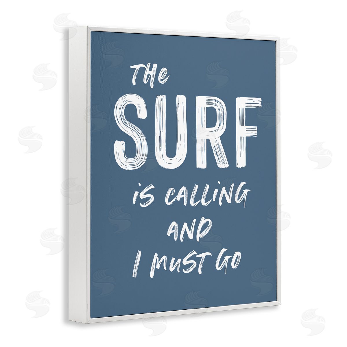 Lettered and Lined Surf Is Calling Must Go White Framed Giclee Print Wall Art