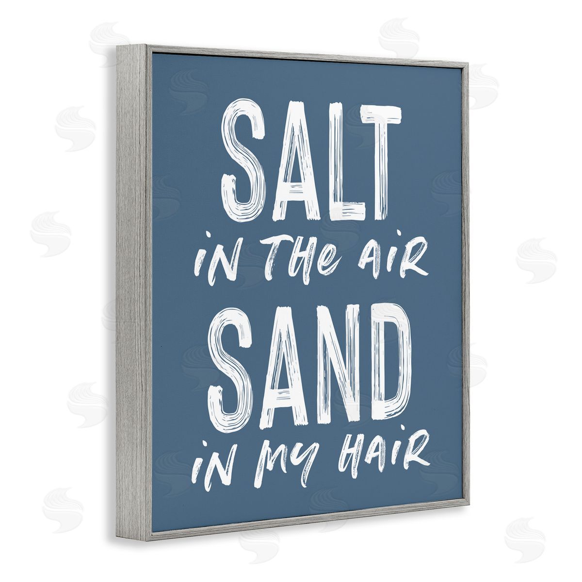 Lettered and Lined Summer Sentiment Salt Sand In Hair Gray Framed Giclee Print Wall Art