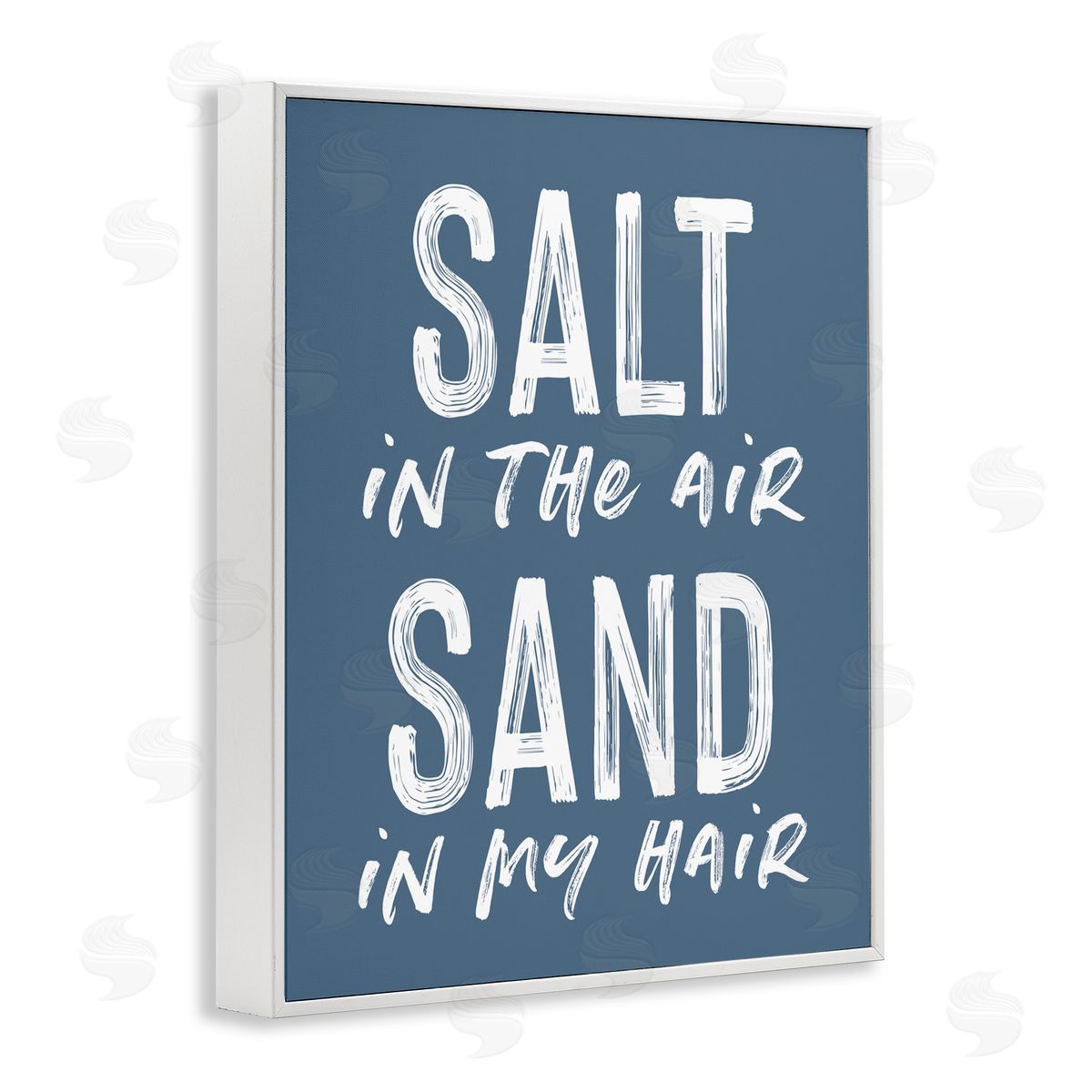 Lettered and Lined Summer Sentiment Salt Sand In Hair White Framed Giclee Print Wall Art
