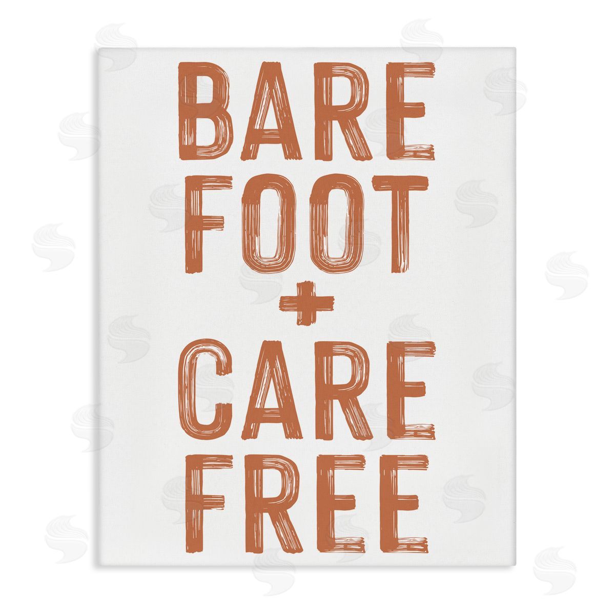 Lettered and Lined Barefoot Carefree Summer Sentiment Stretched Canvas Wall Art Print