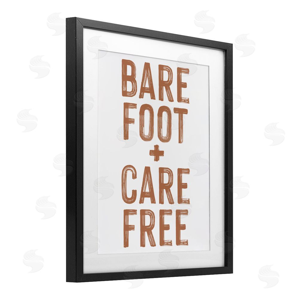Lettered and Lined Barefoot Carefree Summer Sentiment Black Framed Print Under Glass Wall Art