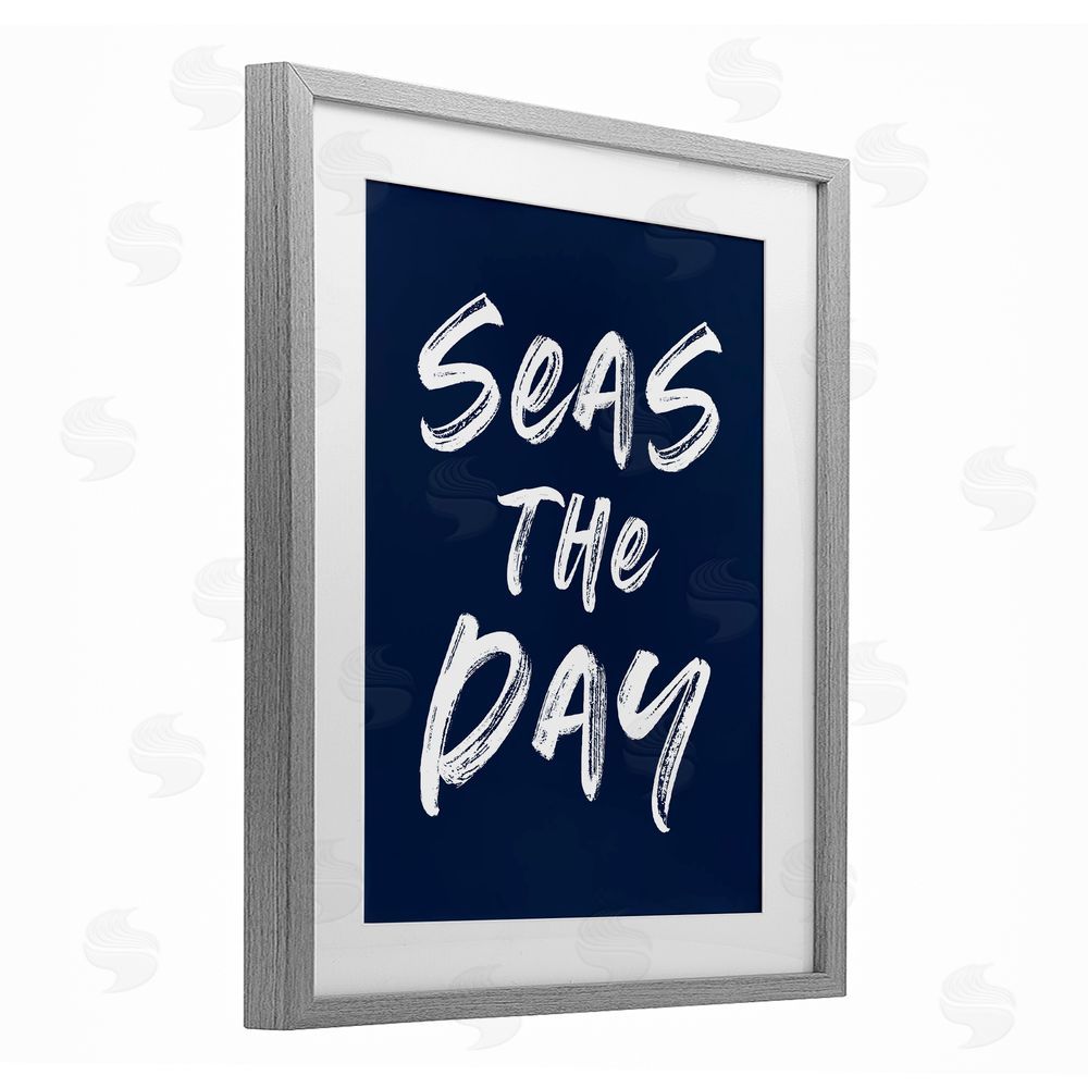 Lettered and Lined Seas The Day Sentiment Gray Framed Print Under Glass Wall Art
