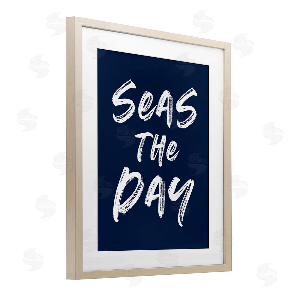 Lettered and Lined Seas The Day Sentiment Brown Framed Print Under Glass Wall Art