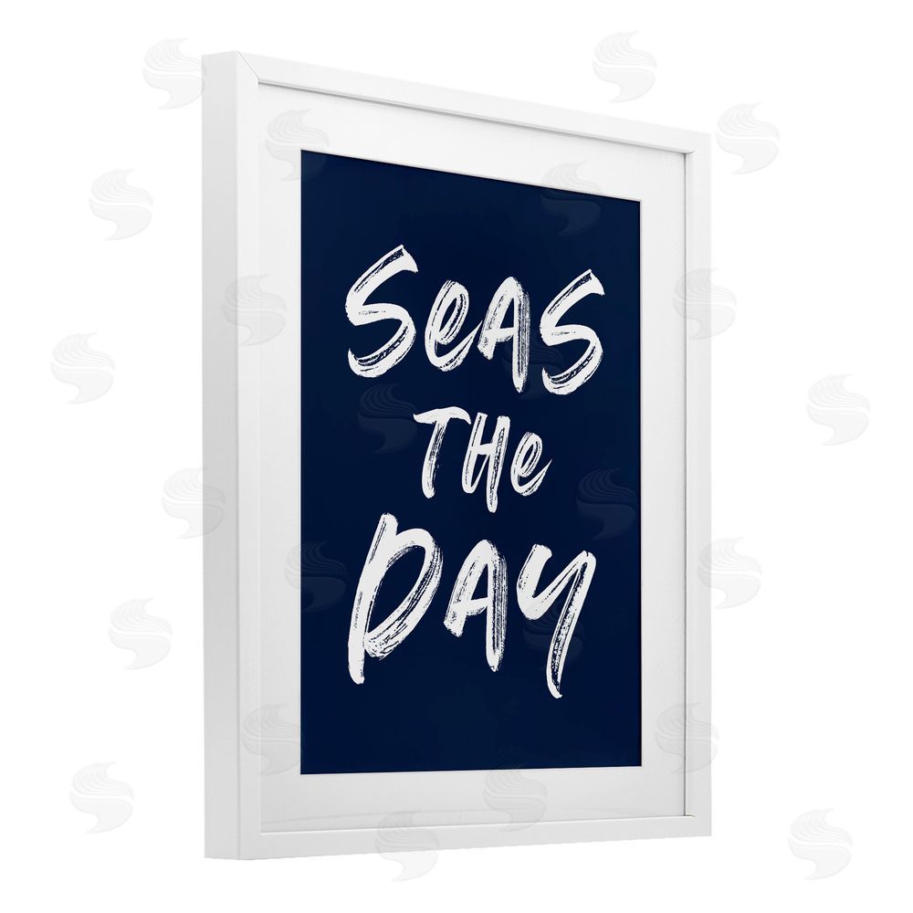 Lettered and Lined Seas The Day Sentiment White Framed Print Under Glass Wall Art