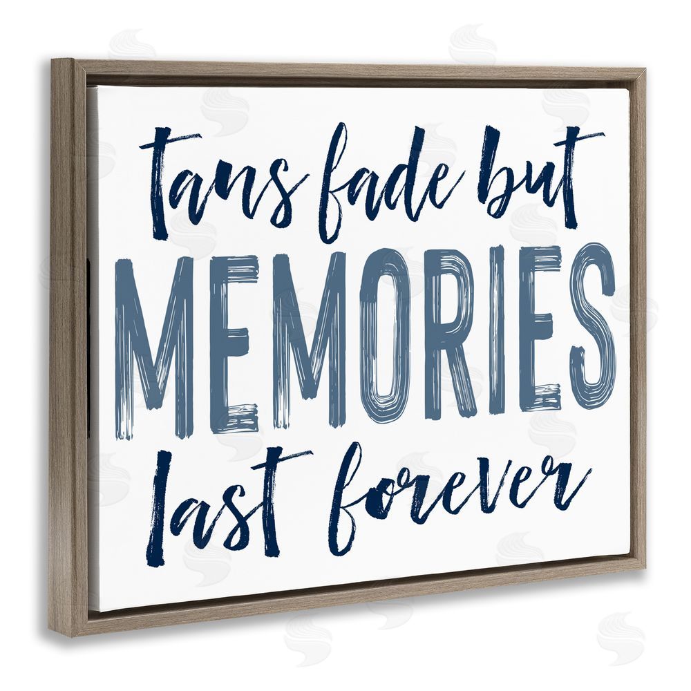 Lettered and Lined Summer Memories Last Forever Brown Floating Frame Canvas Wall Art Print