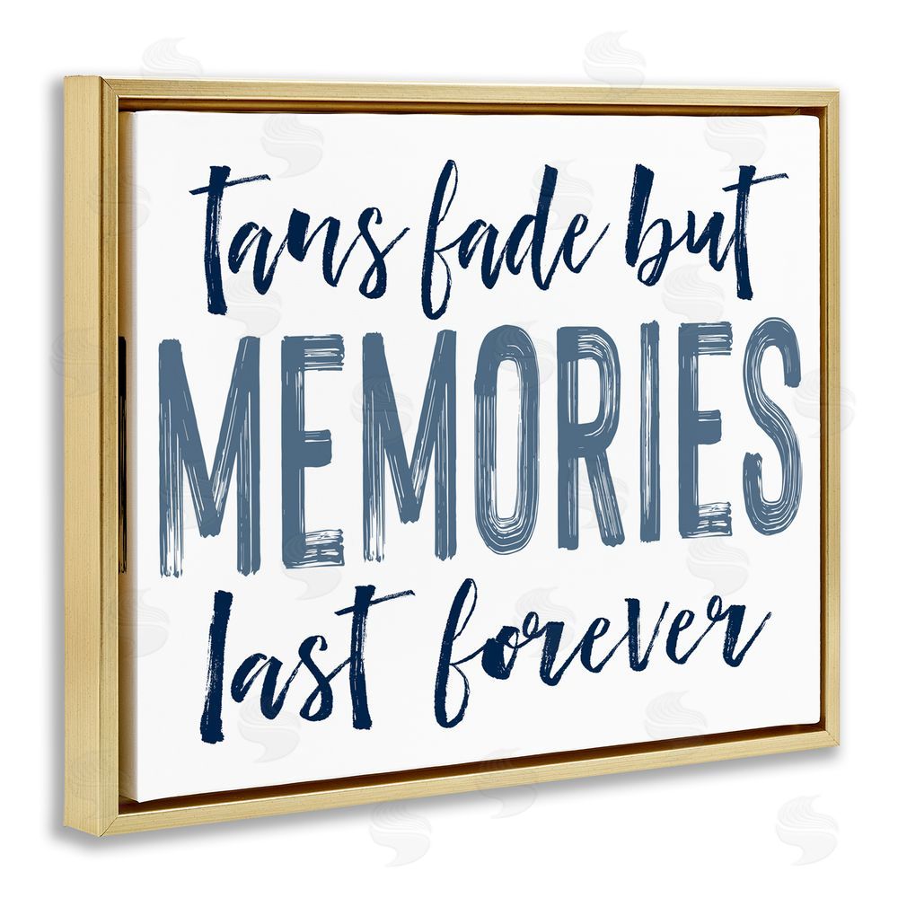 Lettered and Lined Summer Memories Last Forever Gold Floating Frame Canvas Wall Art Print