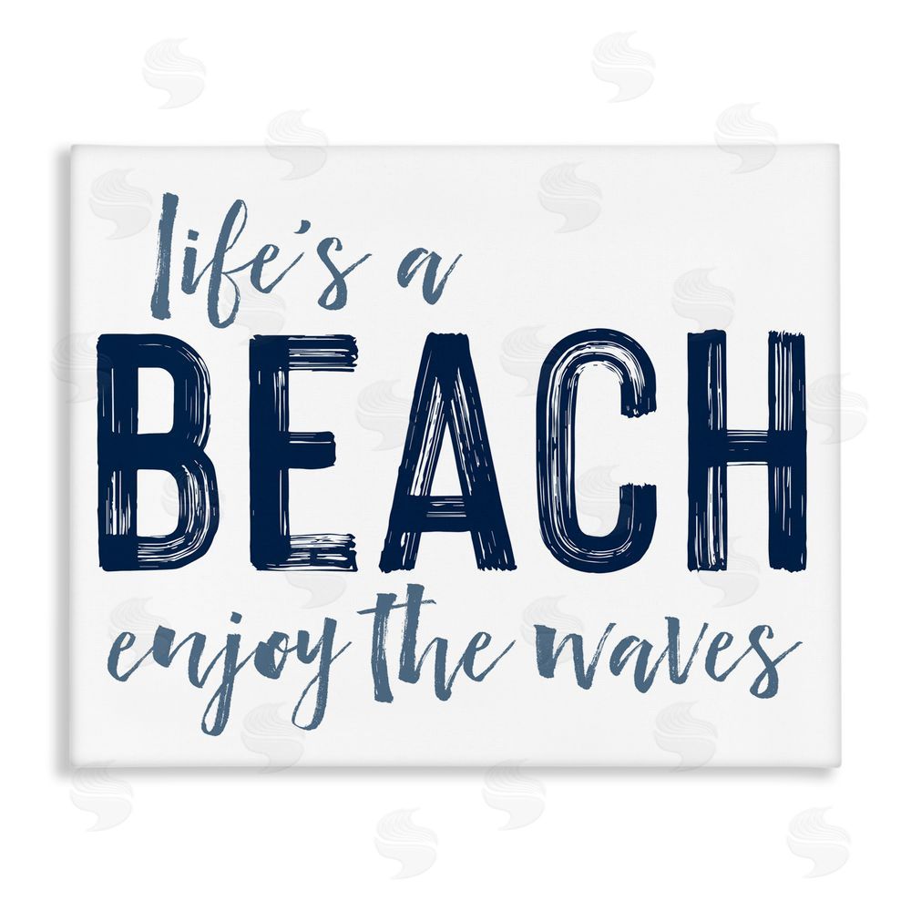 Lettered and Lined Summer Sentiment Enjoy Waves Stretched Canvas Wall Art Print