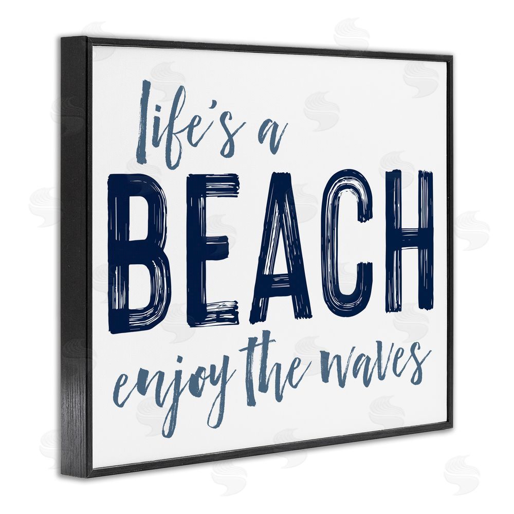 Lettered and Lined Summer Sentiment Enjoy Waves Black Framed Giclee Print Wall Art