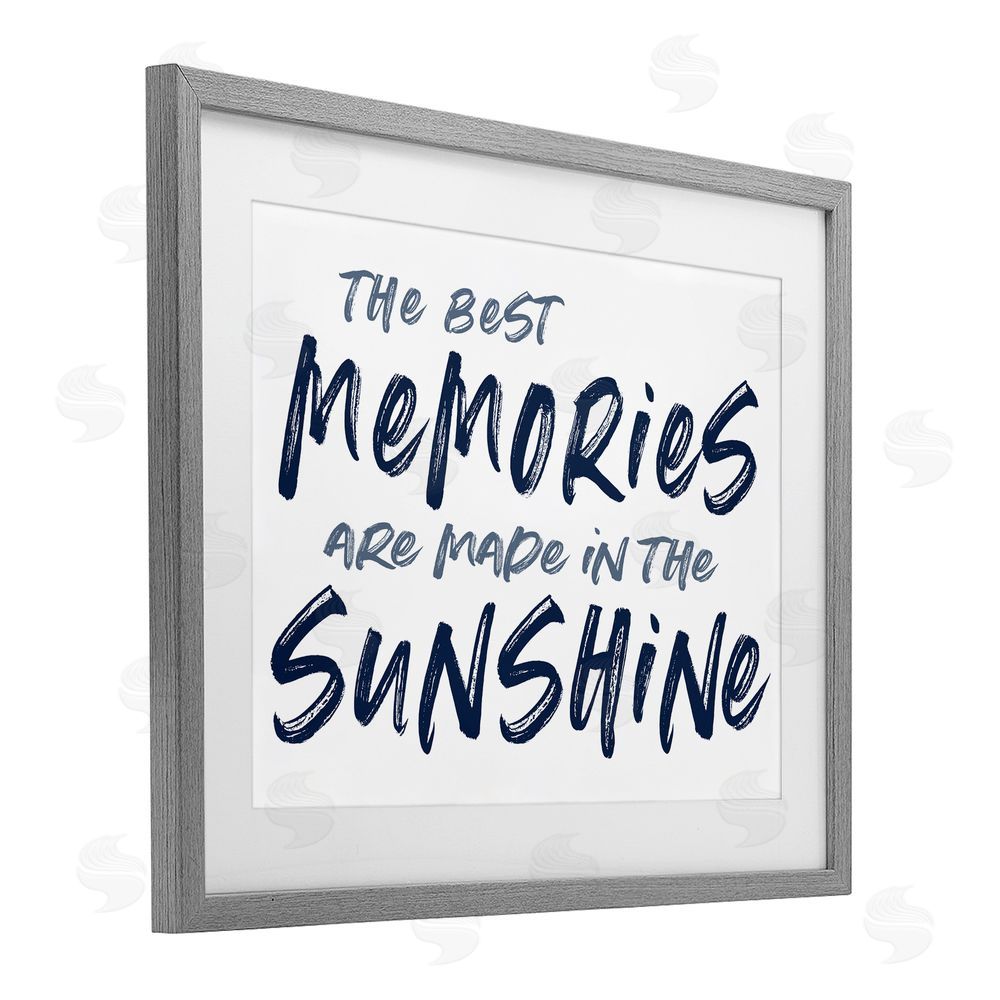 Lettered and Lined Memories Made In Sunshine Gray Framed Print Under Glass Wall Art