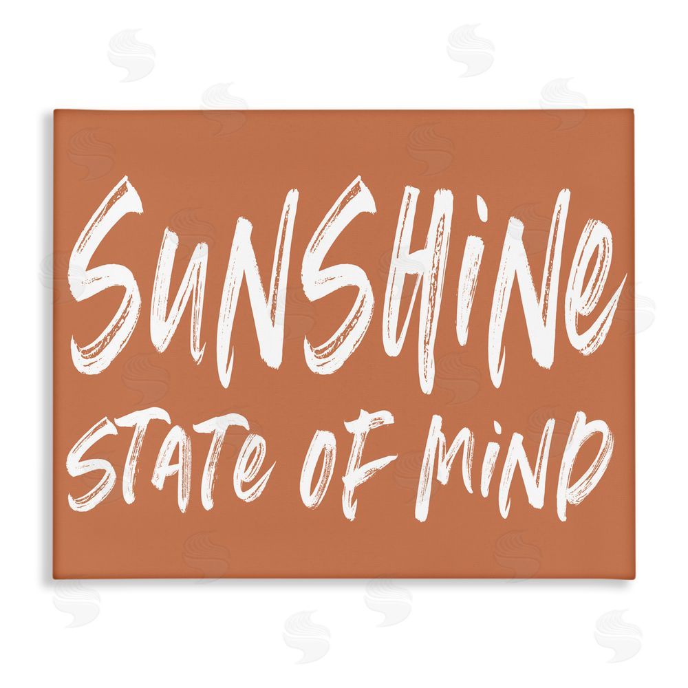 Lettered and Lined Summery Sunshine State Of Mind Stretched Canvas Wall Art Print