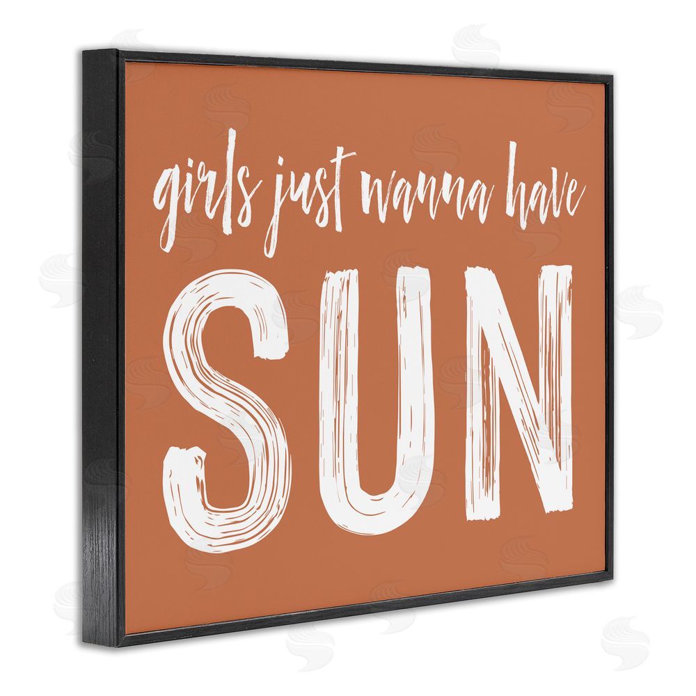 Lettered and Lined Girls Wanna Have Sun Brown Black Framed Giclee Print Wall Art