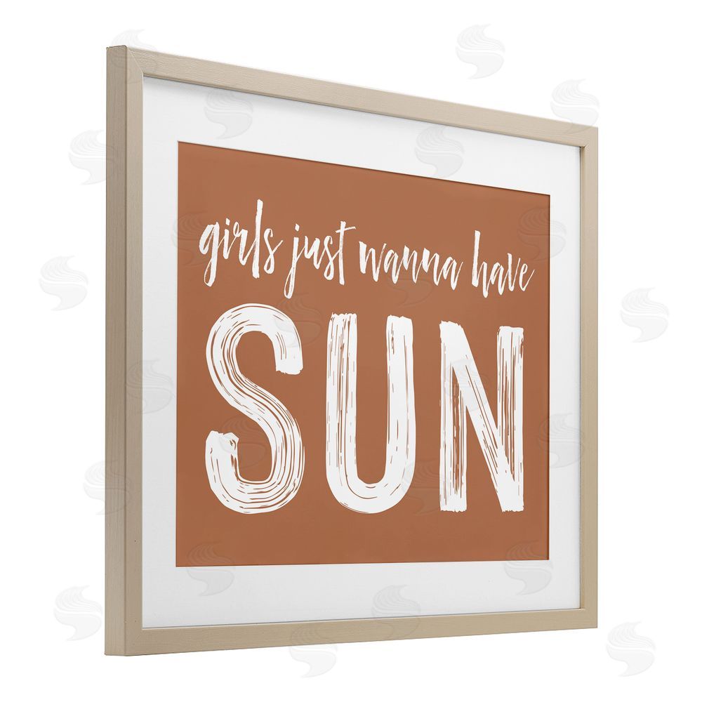 Lettered and Lined Girls Wanna Have Sun Brown Brown Framed Print Under Glass Wall Art