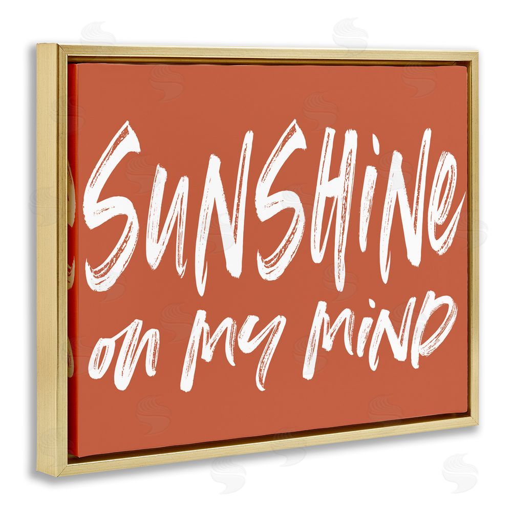 Lettered and Lined Sunshine State Of Mind Brown Gold Floating Frame Canvas Wall Art Print