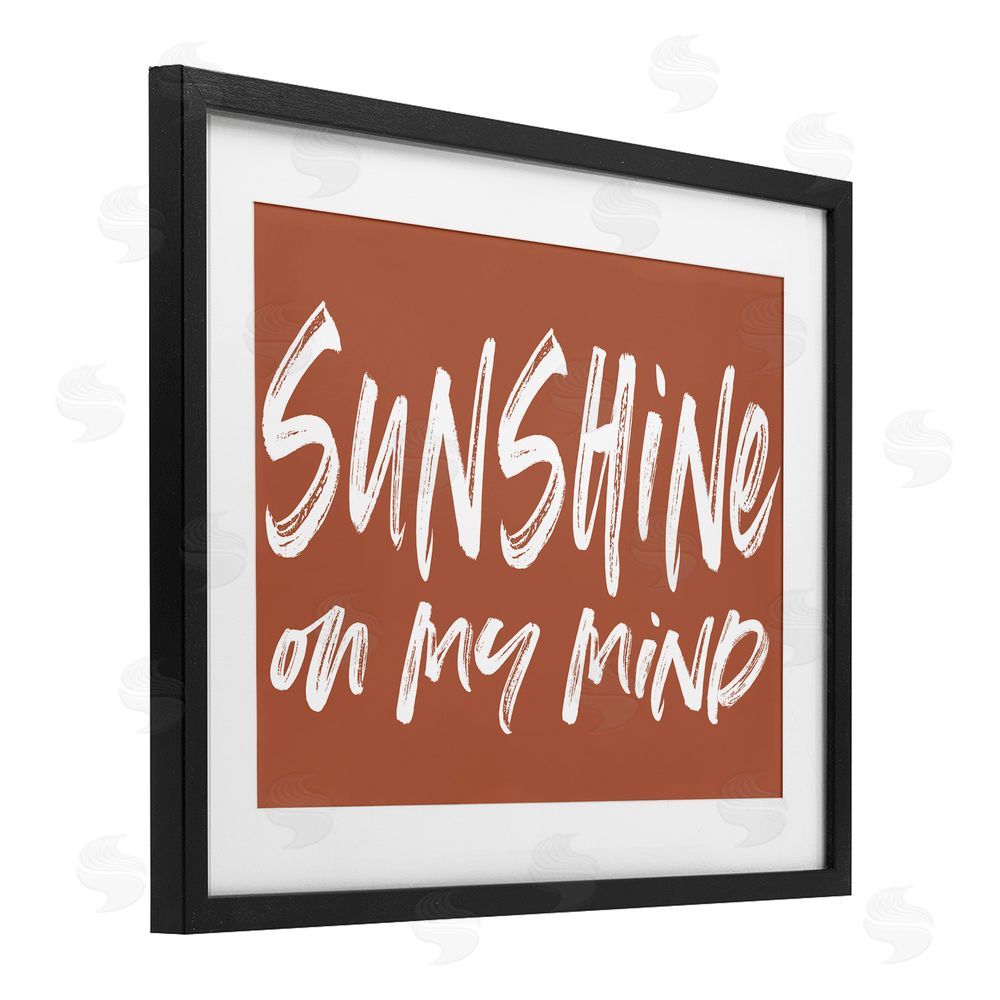 Lettered and Lined Sunshine State Of Mind Brown Black Framed Print Under Glass Wall Art