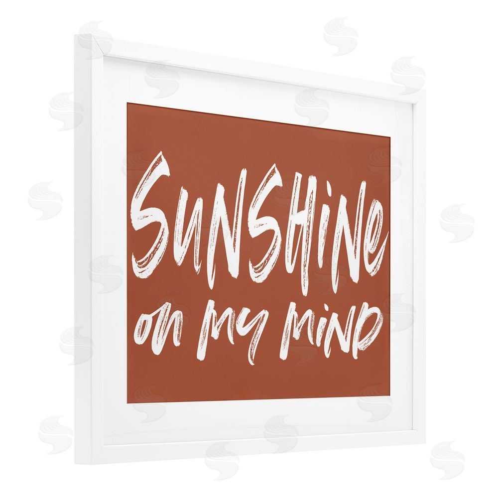 Lettered and Lined Sunshine State Of Mind Brown White Framed Print Under Glass Wall Art