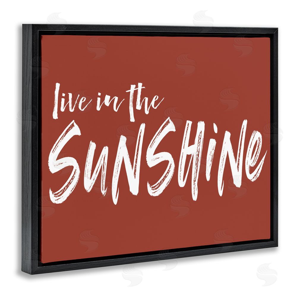 Lettered and Lined Live In The Sunshine Brown Black Floating Frame Canvas Wall Art Print