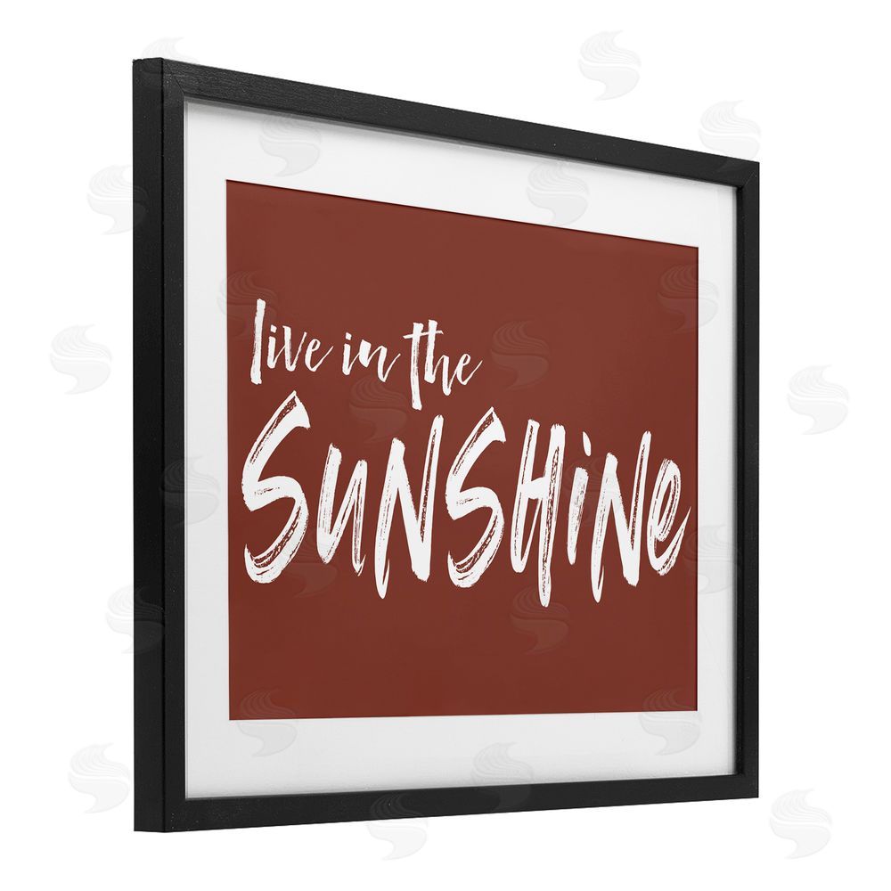 Lettered and Lined Live In The Sunshine Brown Black Framed Print Under Glass Wall Art