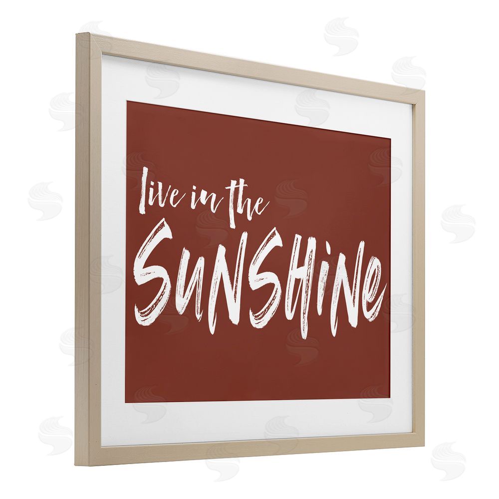 Lettered and Lined Live In The Sunshine Brown Brown Framed Print Under Glass Wall Art
