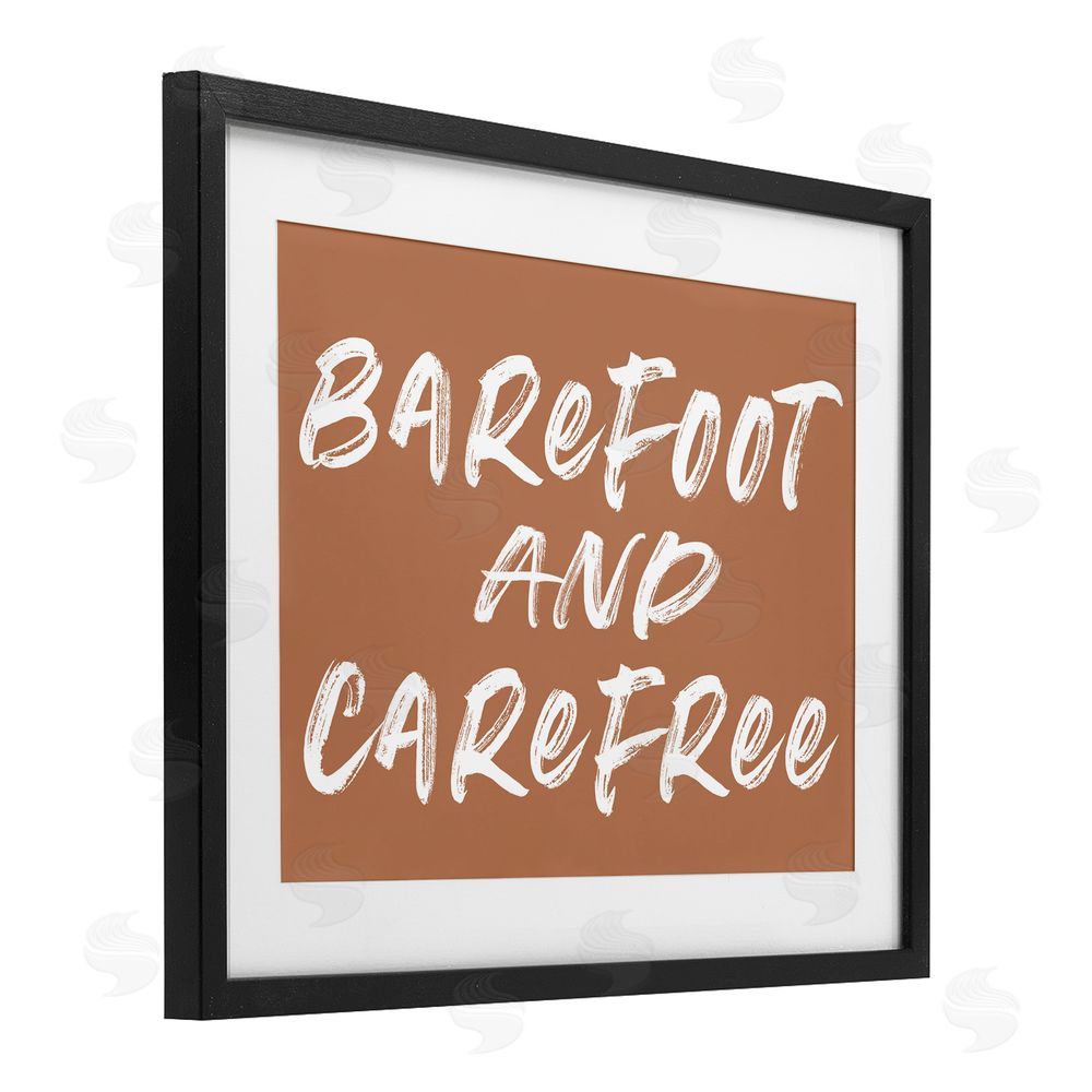Lettered and Lined Barefoot & Carefree Brown Black Framed Print Under Glass Wall Art