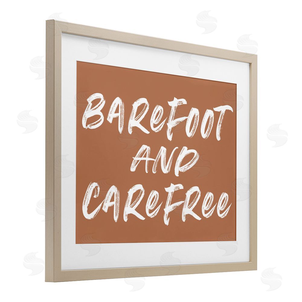 Lettered and Lined Barefoot & Carefree Brown Brown Framed Print Under Glass Wall Art