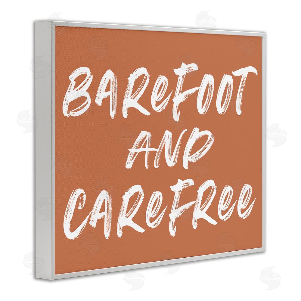 Lettered and Lined Barefoot & Carefree Brown White Framed Giclee Print Wall Art