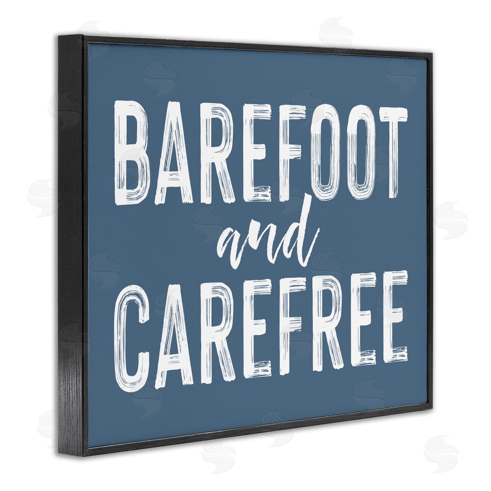 Lettered and Lined Barefoot & Carefree Blue Black Framed Giclee Print Wall Art