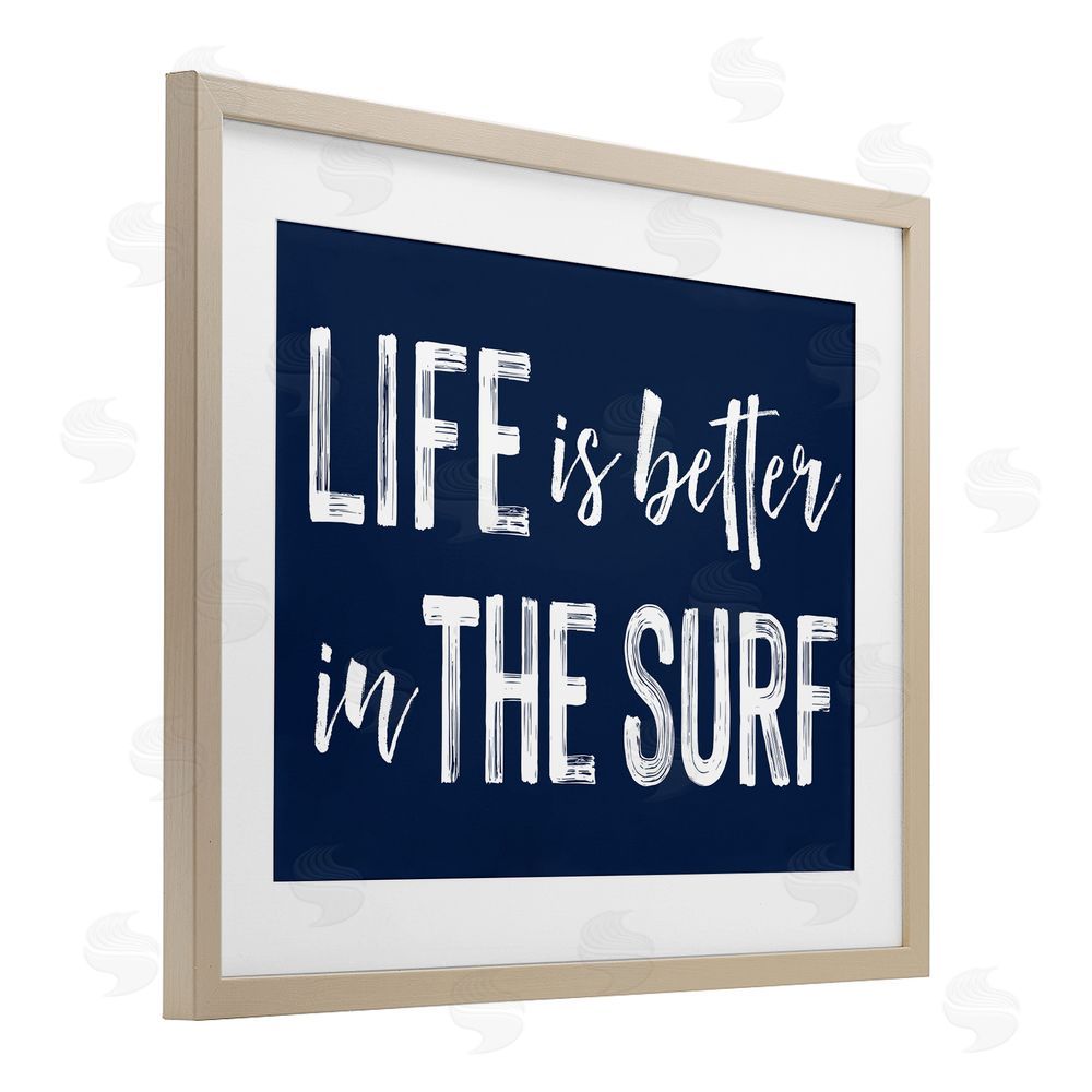 Lettered and Lined Life Better In Surf Brown Framed Print Under Glass Wall Art