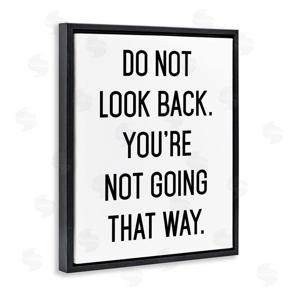 Lettered and Lined Don't Look Back Motivational Black Floating Frame Canvas Wall Art Print