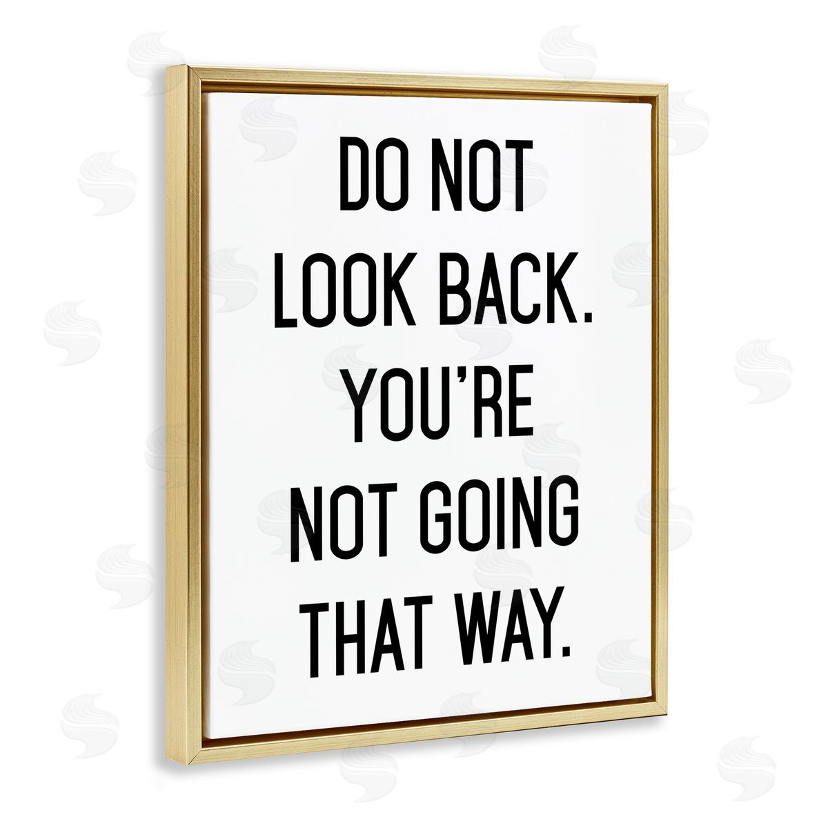Lettered and Lined Don't Look Back Motivational Gold Floating Frame Canvas Wall Art Print
