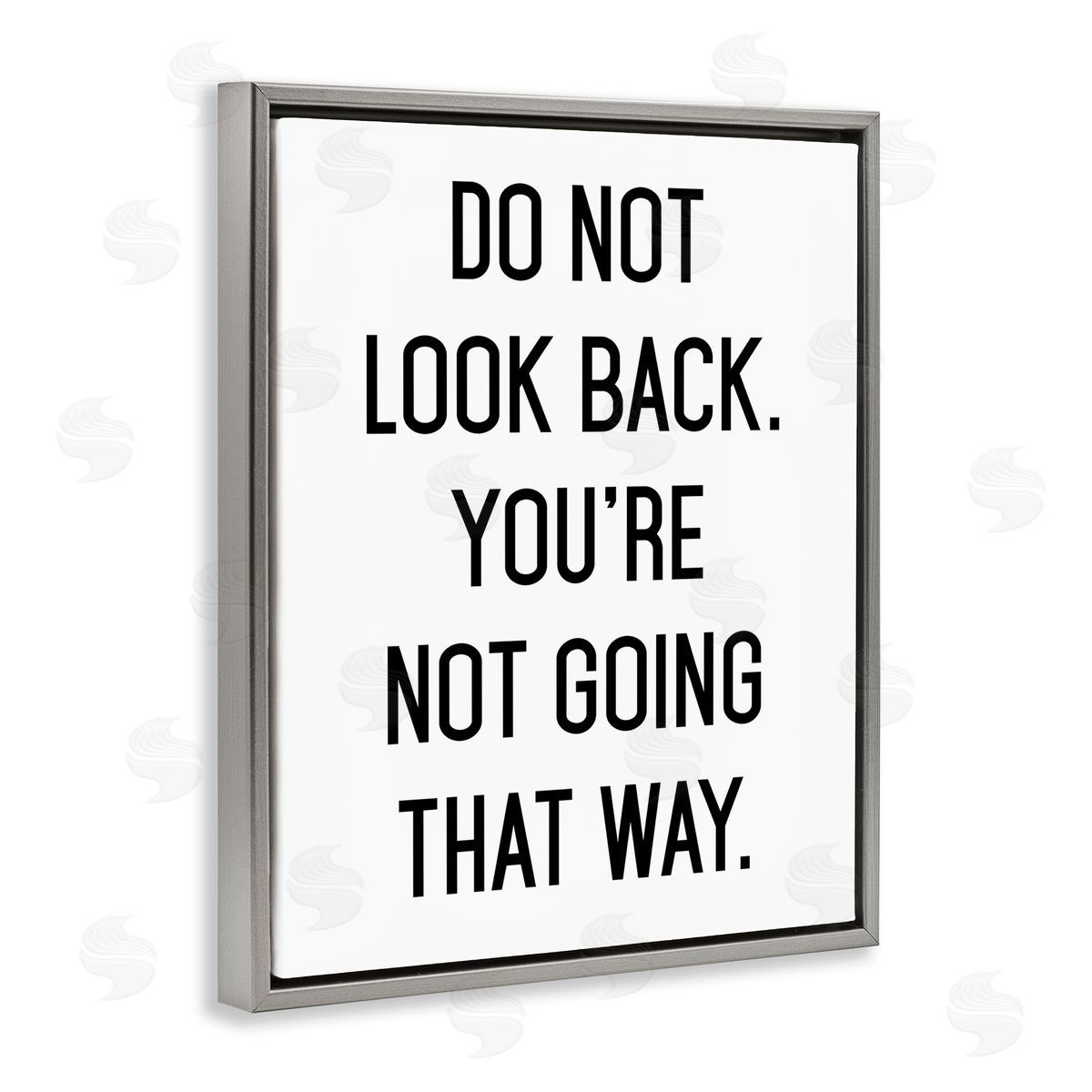 Lettered and Lined Don't Look Back Motivational Gray Floating Frame Canvas Wall Art Print