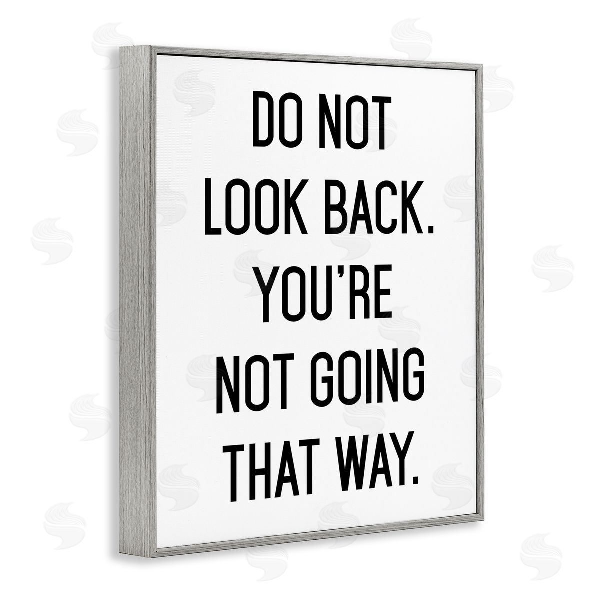 Lettered and Lined Don't Look Back Motivational Gray Framed Giclee Print Wall Art