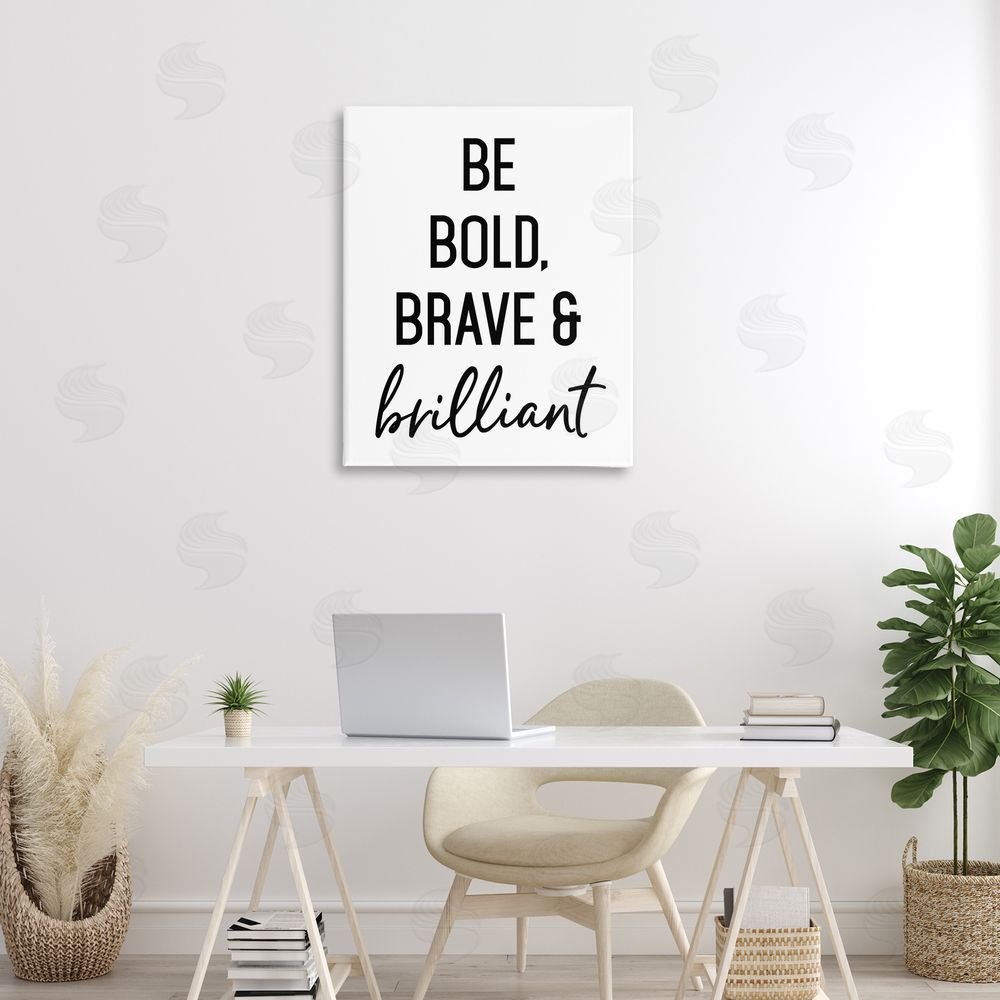 Lettered and Lined Bold Brave & Brilliant Stretched Canvas Wall Art Print in Room
