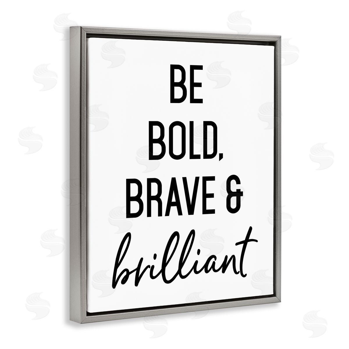 Lettered and Lined Bold Brave & Brilliant Gray Floating Frame Canvas Wall Art Print