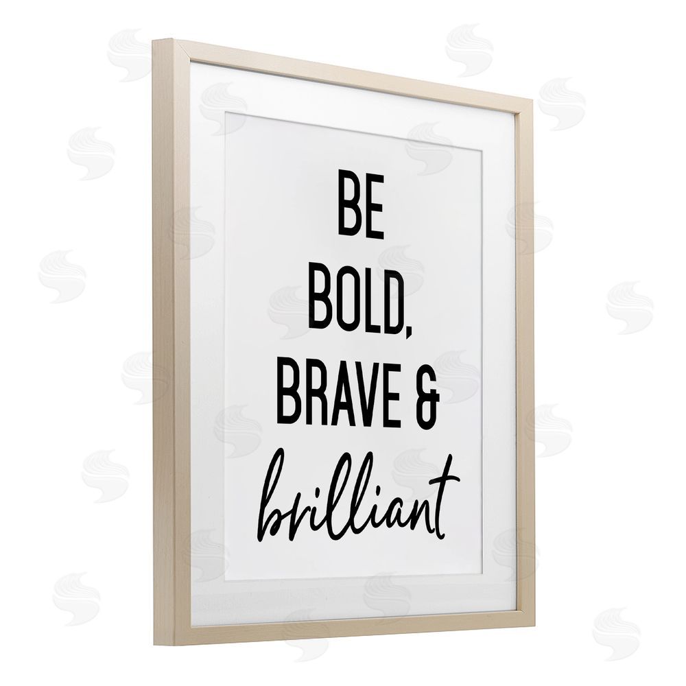 Lettered and Lined Bold Brave & Brilliant Brown Framed Print Under Glass Wall Art