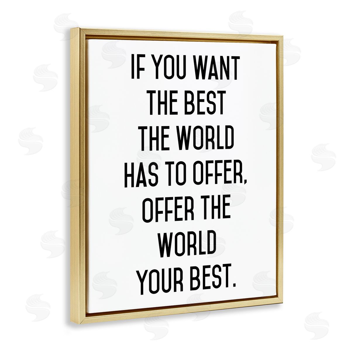 Lettered and Lined Offer The World Your Best Gold Floating Frame Canvas Wall Art Print