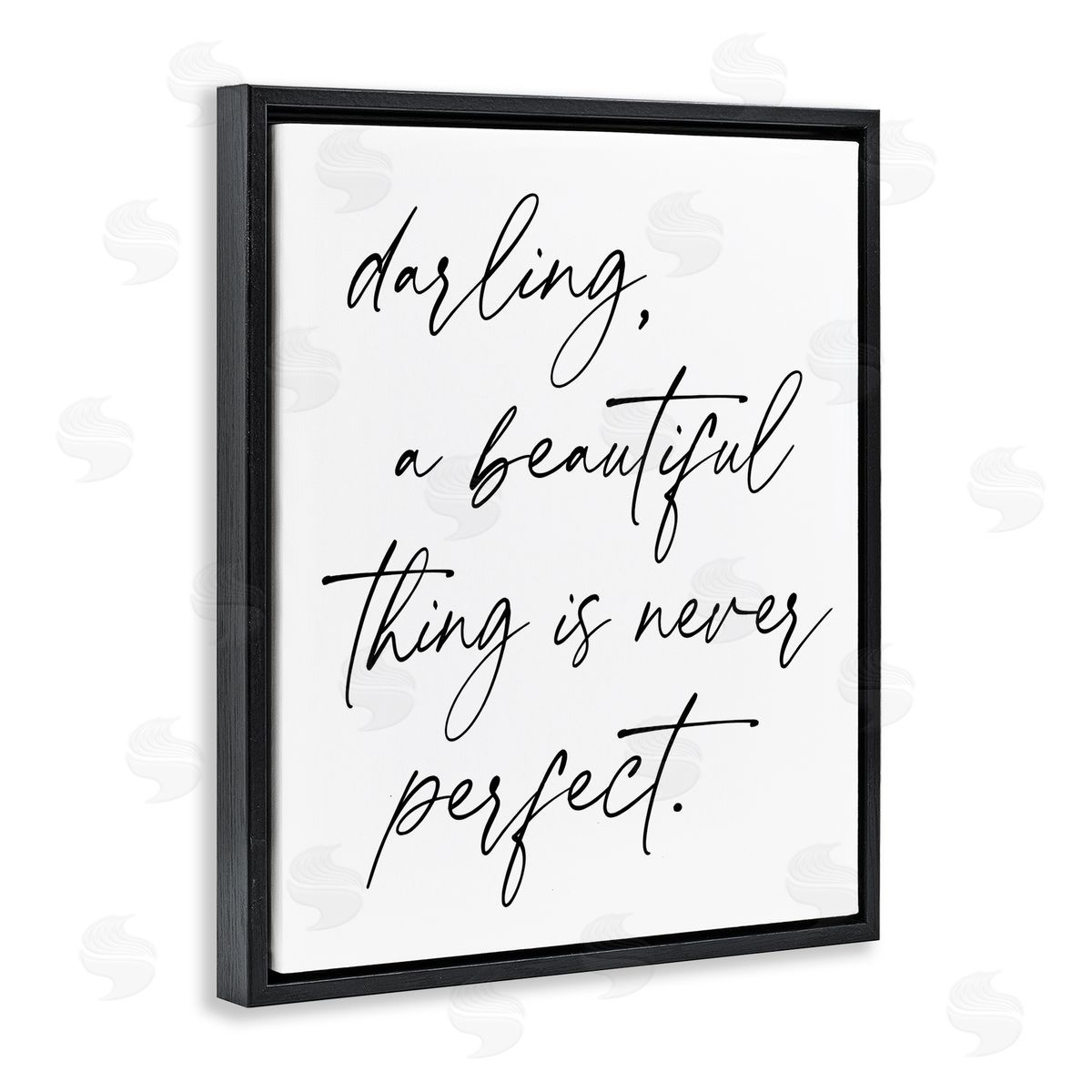 Lettered and Lined A Beautiful Thing Is Never Perfect Black Floating Frame Canvas Wall Art Print