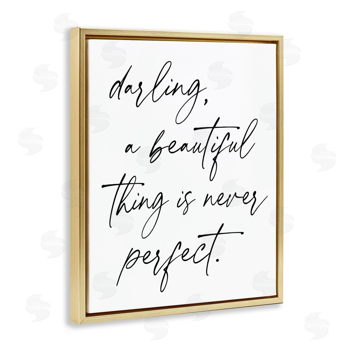 Lettered and Lined A Beautiful Thing Is Never Perfect Gold Floating Frame Canvas Wall Art Print